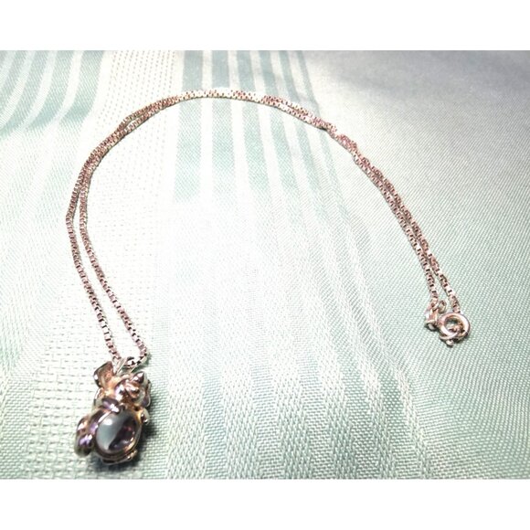 Sterling Silver Box Chain 20 inch and Pendant Elephant Holding a Moonstone Gem - Picture 8 of 8